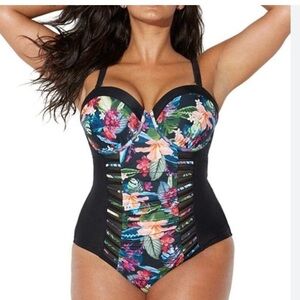 Swimsuits For All Black Floral One Piece. Women’s size 18